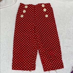 Vintage kids headquarters Red Polka Dot cropped pants Button Accents size 6
